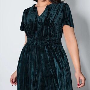 BloomChic Teal Velvet Jumpsuit (57 inches from top to bottom)
